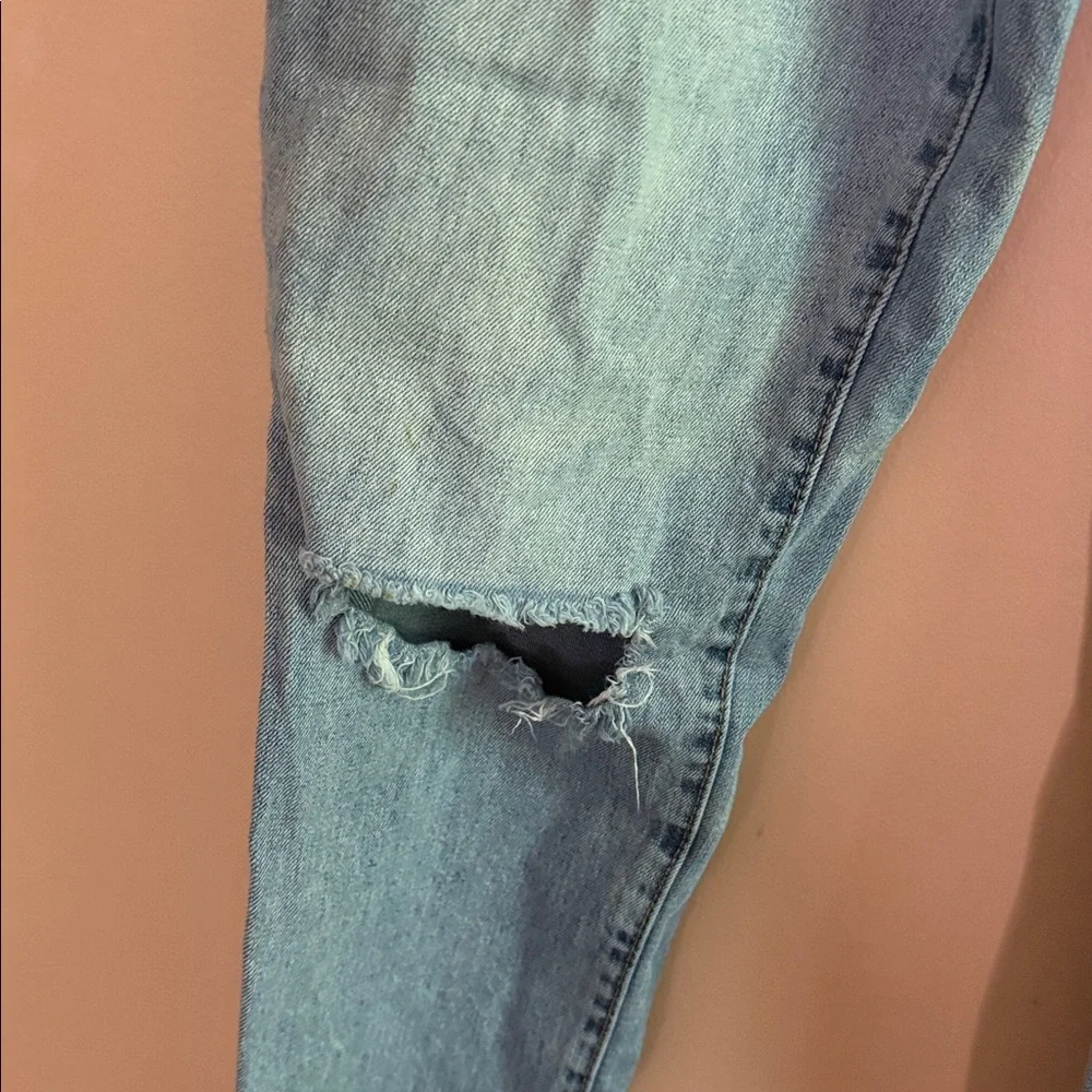 Rewash Straight Leg Distressed Light Blue Jeans